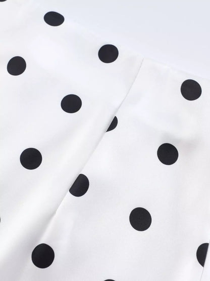 Polka Dot Midi Skirt with Lace Trim