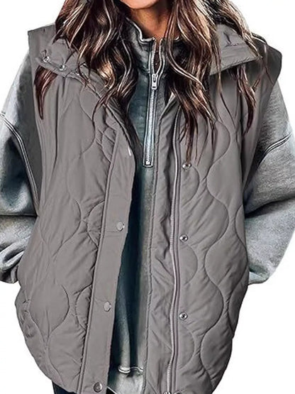 Quilted Snap Button Vest Coat