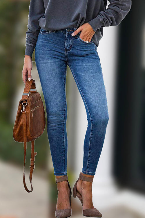 Stretchy Mid Rise Skinny Denim Pants