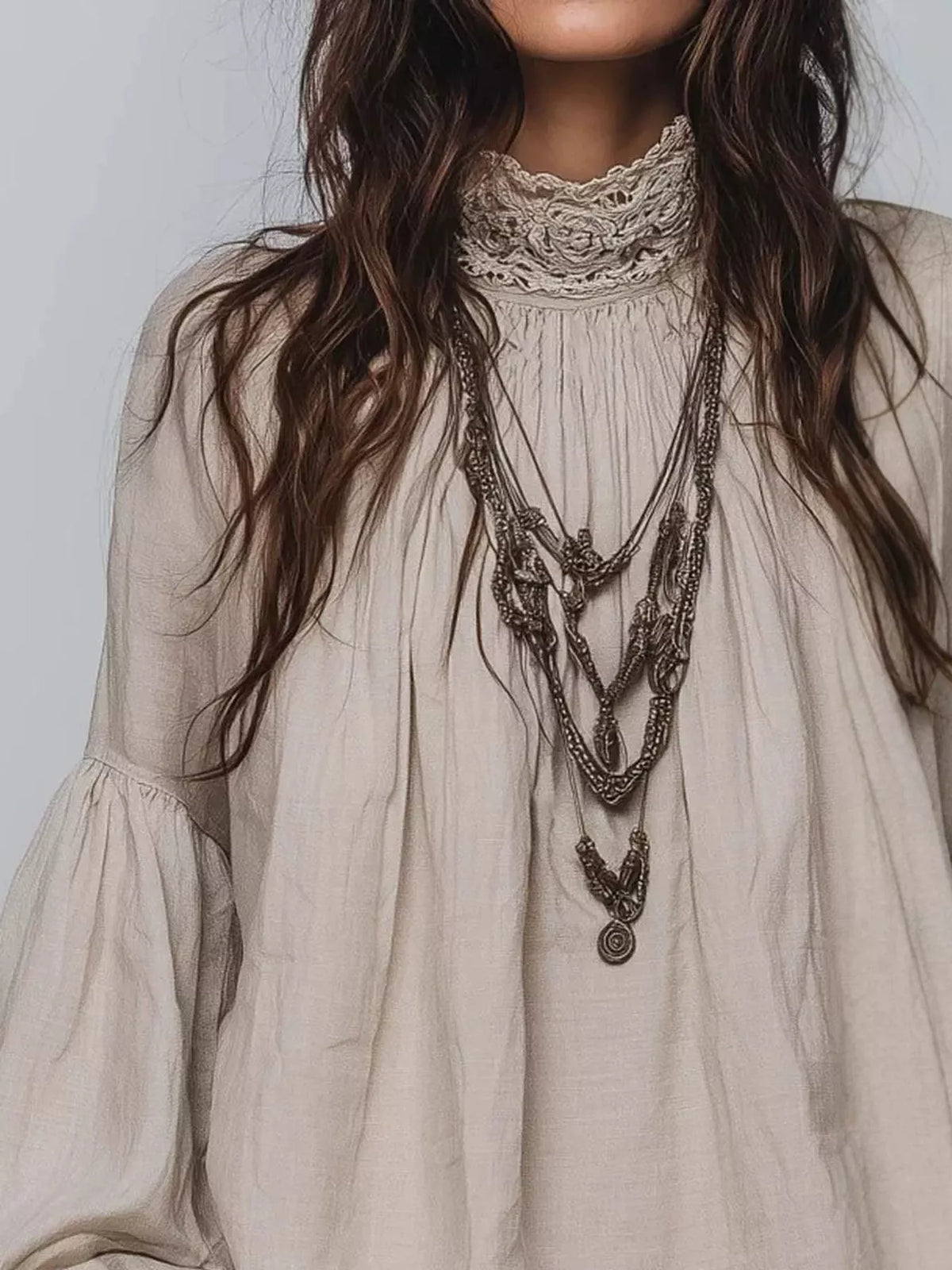 Full Size Lace Mock Neck Long Sleeve Blouse Plus Size