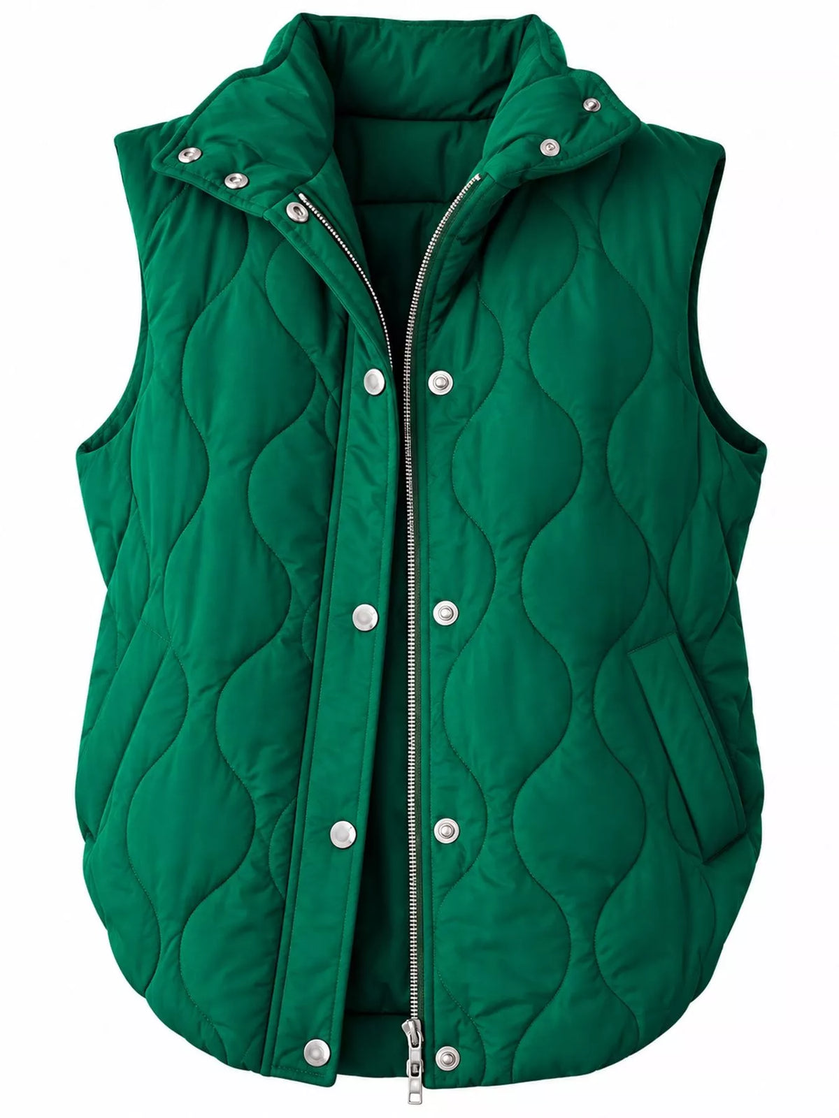 Quilted Snap Button Vest Coat
