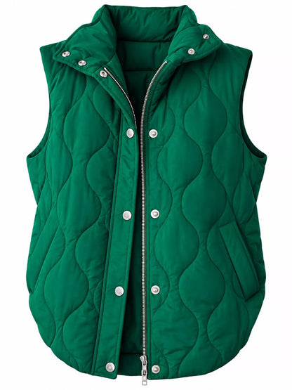 Quilted Snap Button Vest Coat