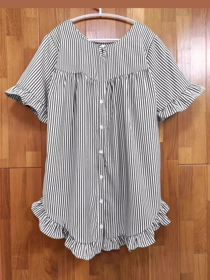 Ruffle Hem Half Sleeve Blouse