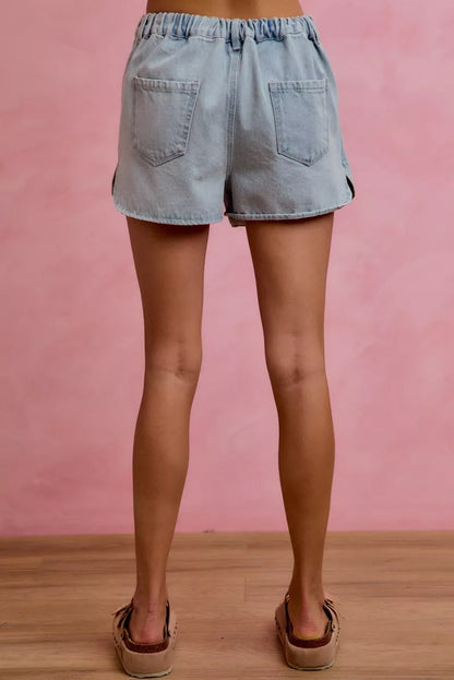 SO ME Washed Denim Wrap Skorts