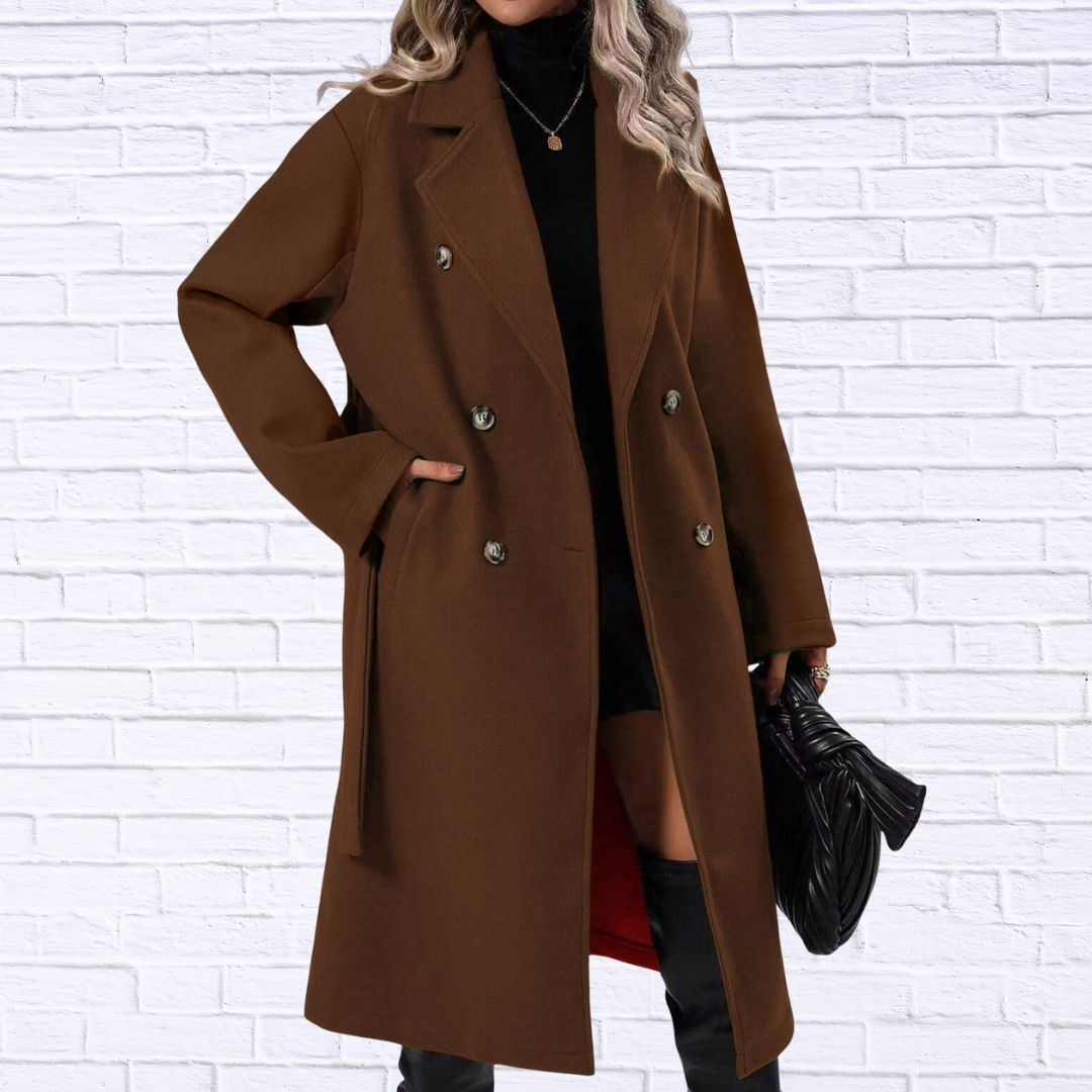 Double-Breasted Tie Waist Coat