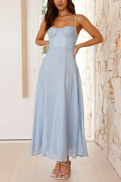 Backless Lace-up Flowy Maxi Cami Dress