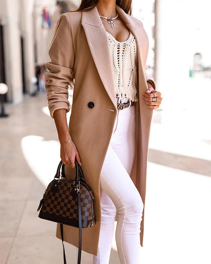Clidress British Style Single Breasted Woolen Coat