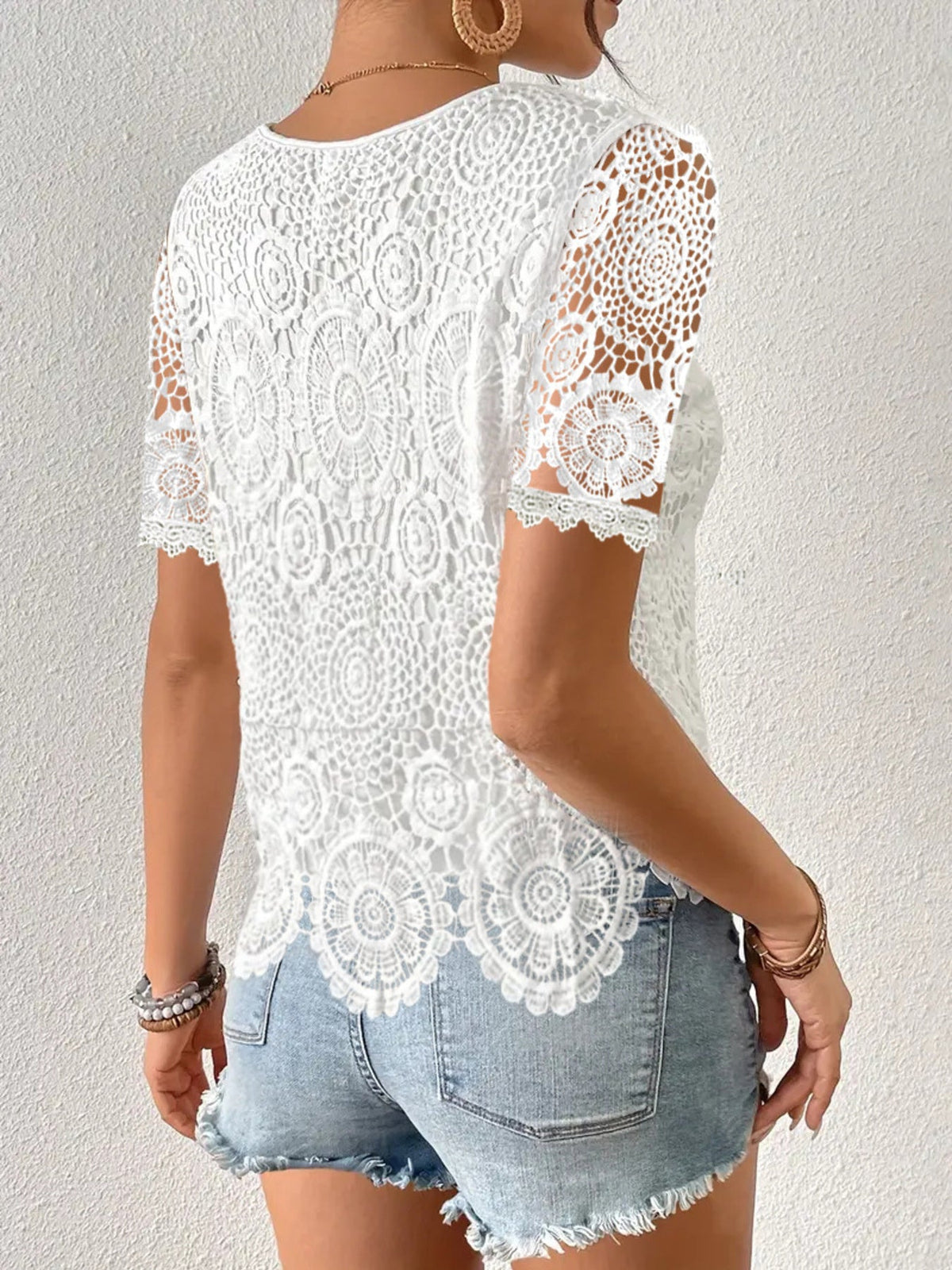Lace Short Sleeve Blouse