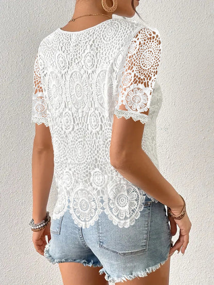 Lace Short Sleeve Blouse