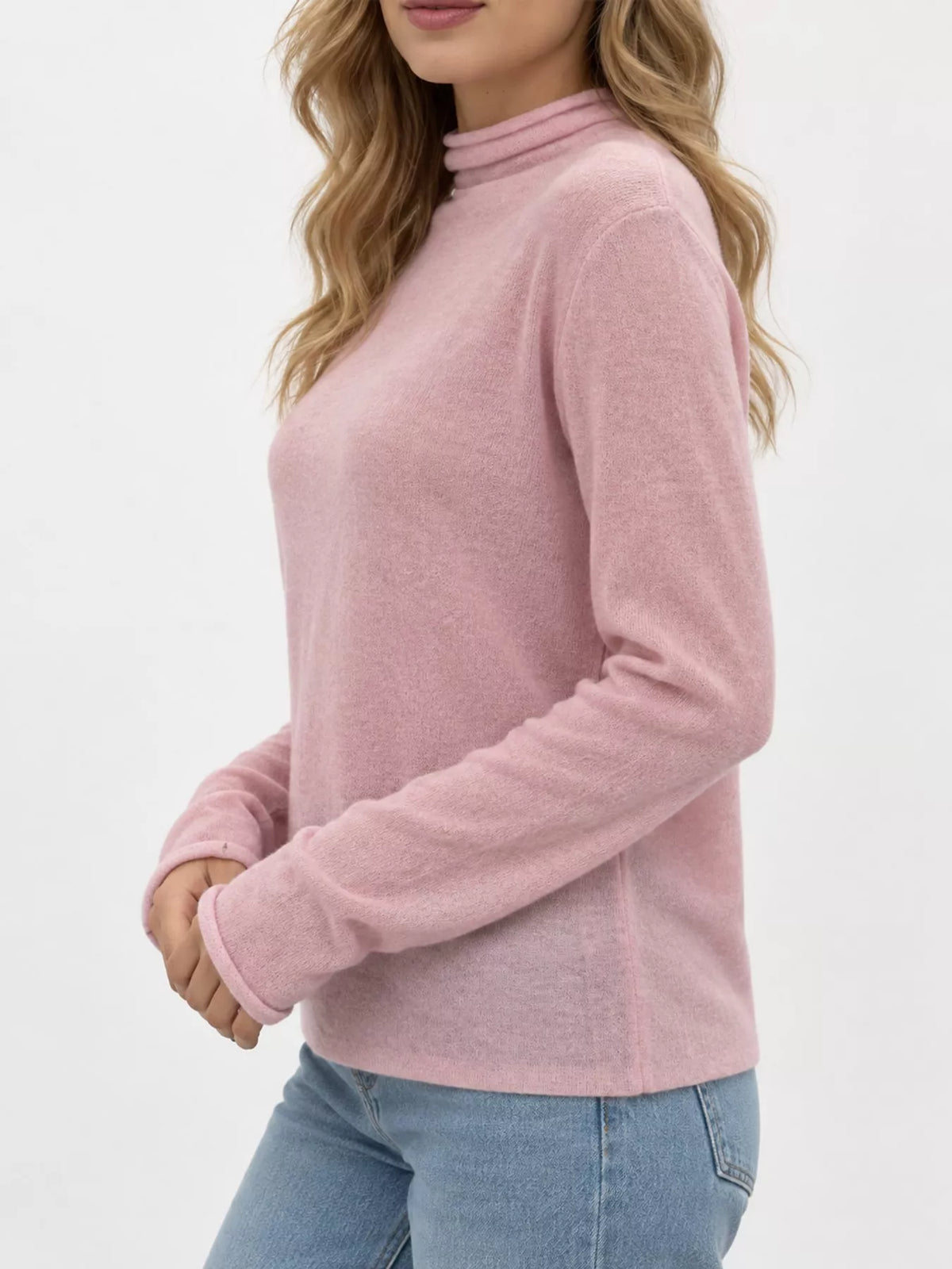 Women’s Sheer Turtleneck Knit Top – Lightweight Long Sleeve