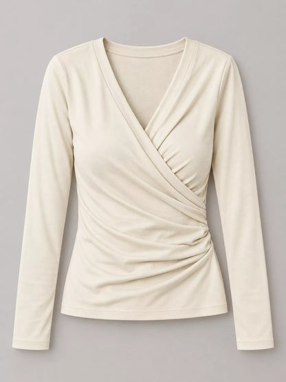 Full Size Surplice Long Sleeve T-Shirt Plus Size