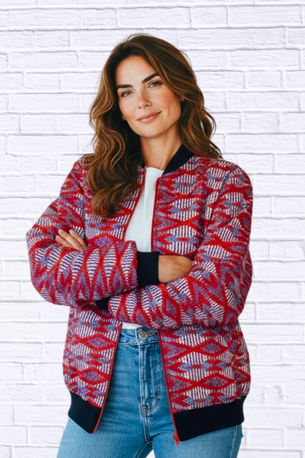Maddy Traditional Bomber Blue and Red