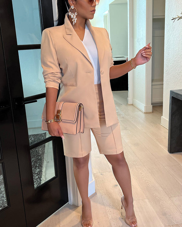 Clidress Leisure Suit Blazer and City Shorts 2 Pieces Set(15 Colors)