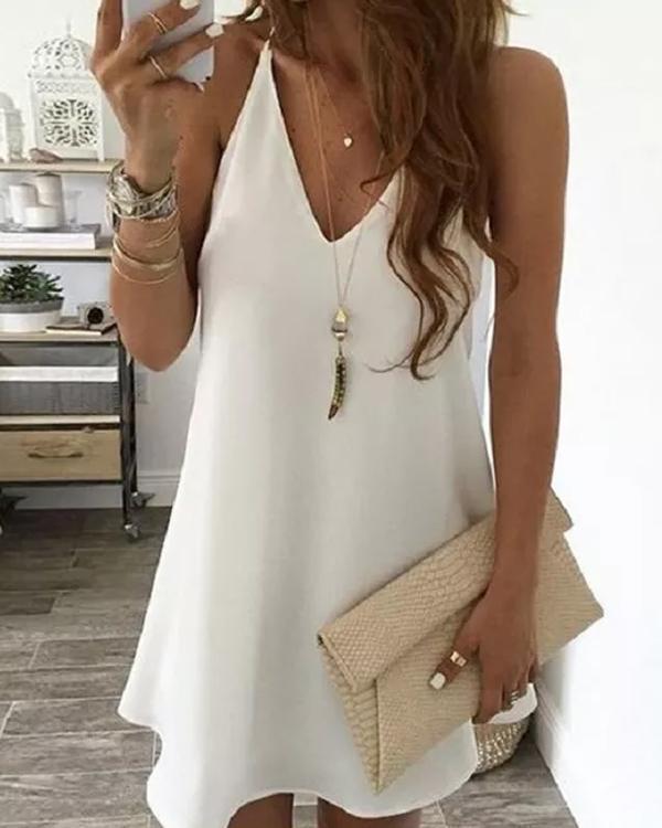 Clidress Chiffon V Neck Camisole Dress
