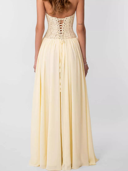 Lace Corset Halter Neck Maxi Dress