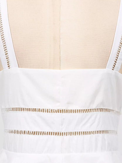 Sleeveless Eyelet Embroidered Button-Down Midi Dress