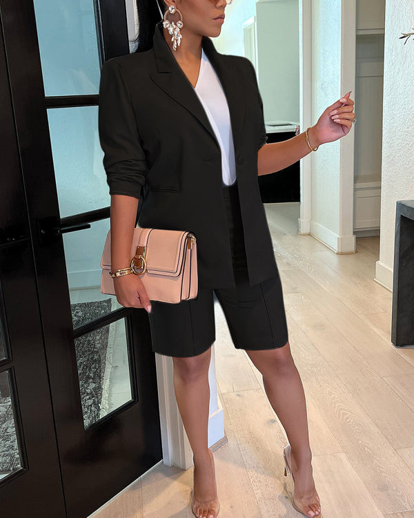 Clidress Leisure Suit Blazer and City Shorts 2 Pieces Set(15 Colors)