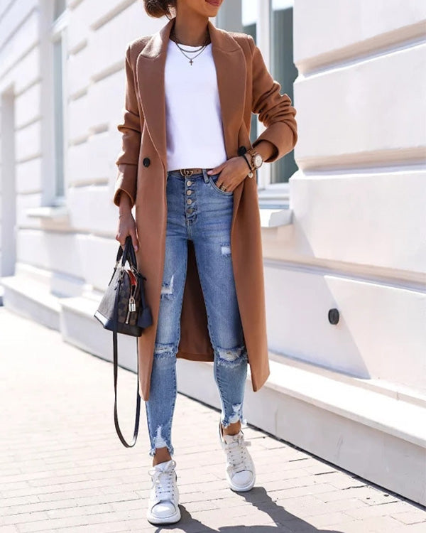 Clidress British Style Single Breasted Woolen Coat