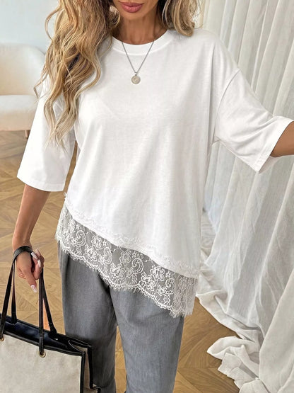 Lace Detail Half Sleeve T-Shirt