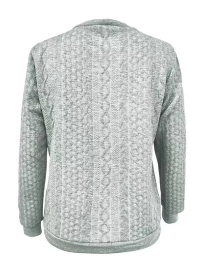 Full Size Quarter-Zip Cable Knit Sweatshirt Plus Size