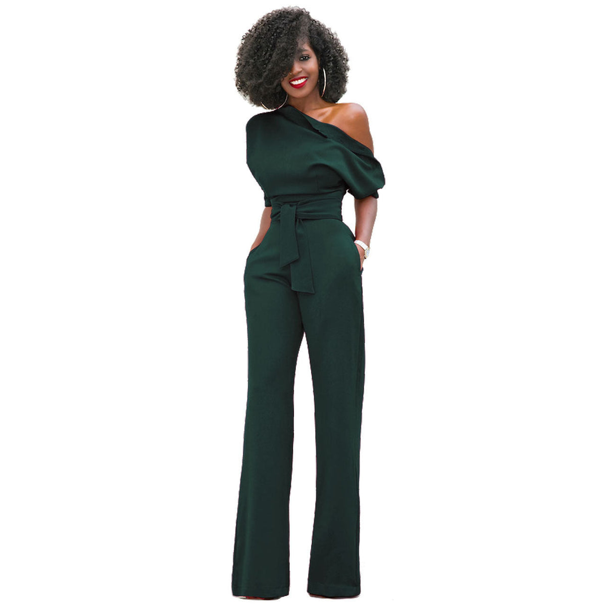 Solid Color Wide Leg Jumpsuit Army Green