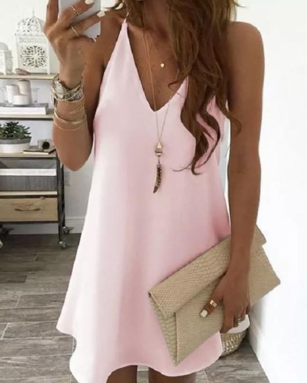 Clidress Chiffon V Neck Camisole Dress