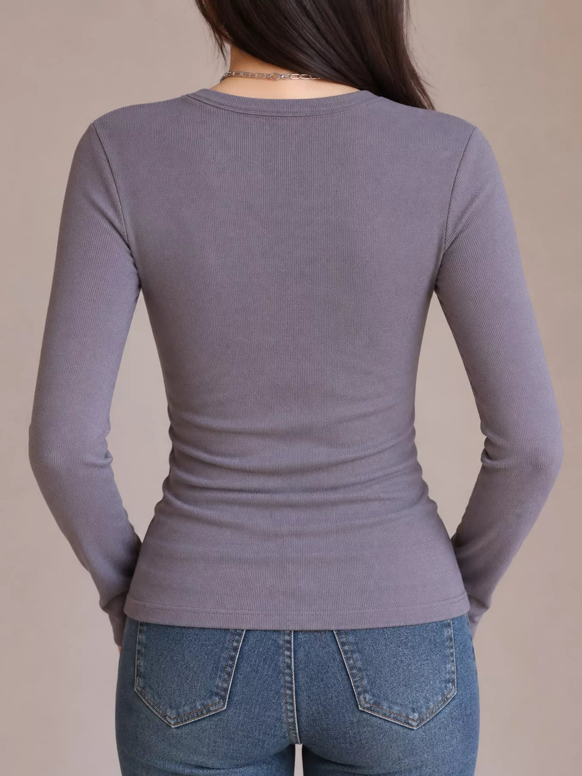 Minimalist Slim-Fit Long Sleeve Crew Neck T-Shirt