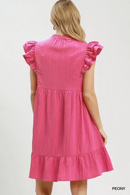 Umgee Ruffle Sleeve Babydoll Dress