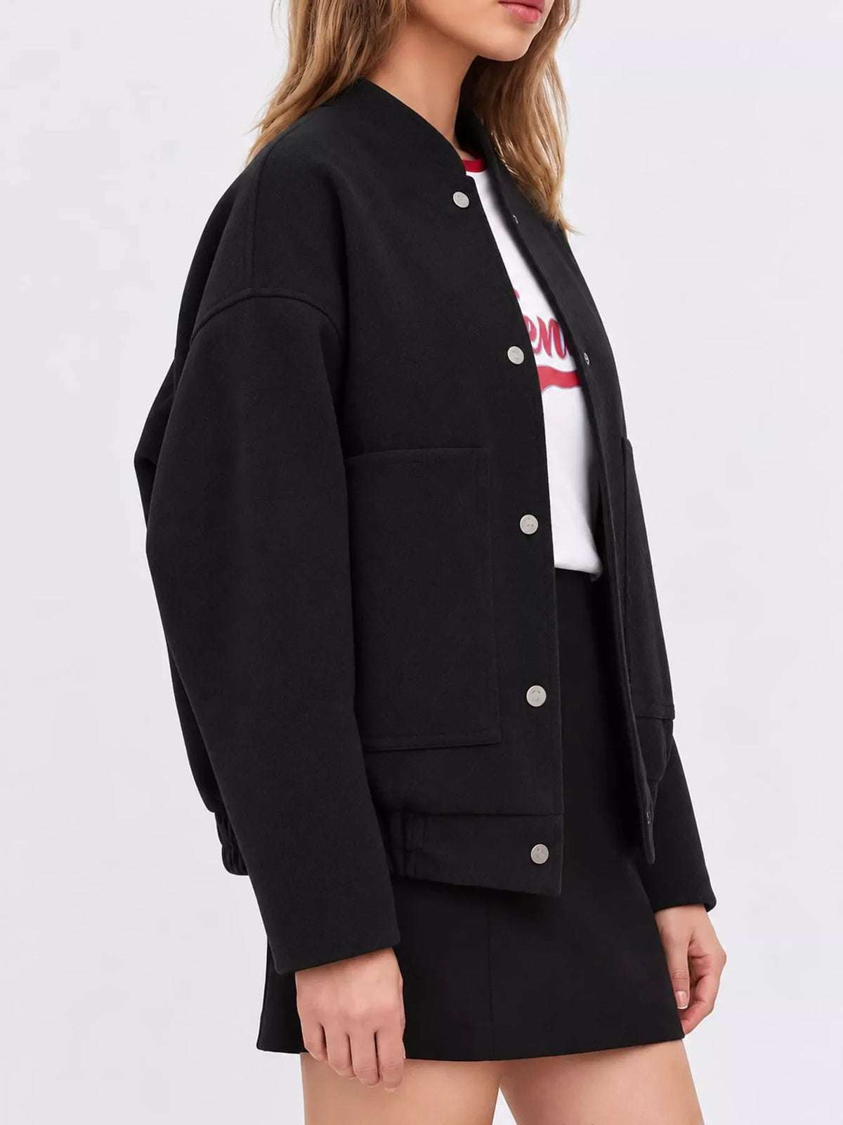 Snap-Button Bomber Jacket