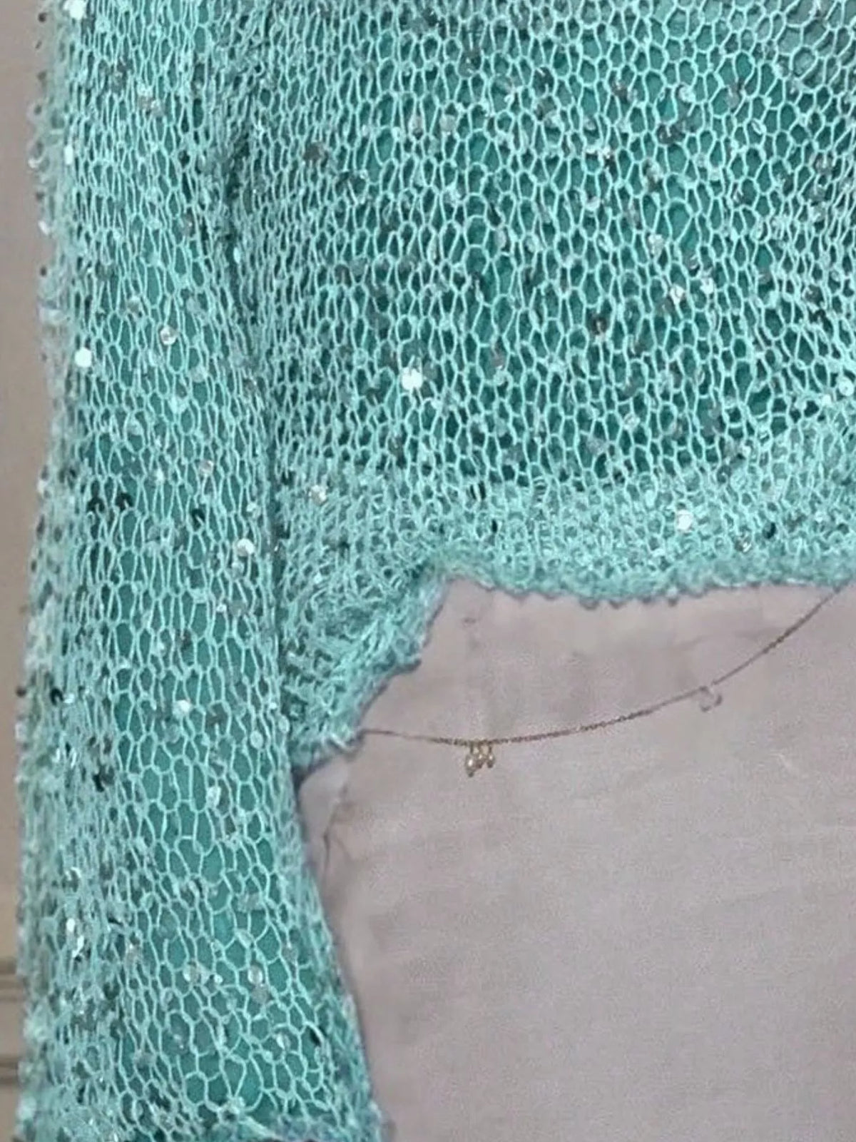Sequin Long Sleeve Knit Cover Up
