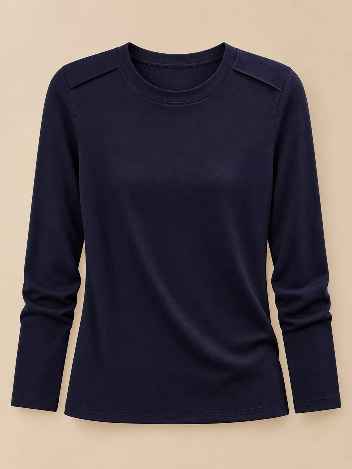 Plus Size Solid Long-Sleeve Crew Neck T-Shirt