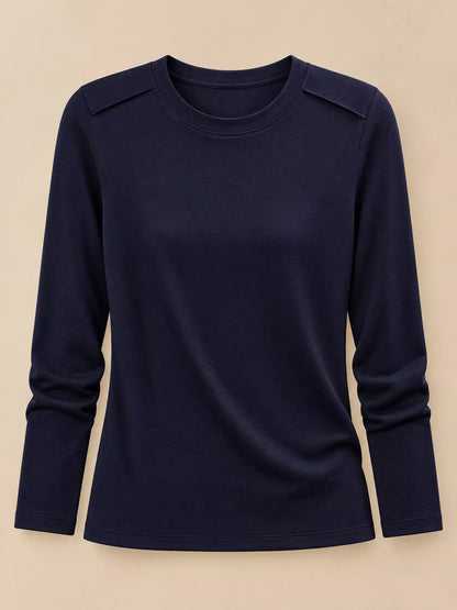 Plus Size Solid Long-Sleeve Crew Neck T-Shirt
