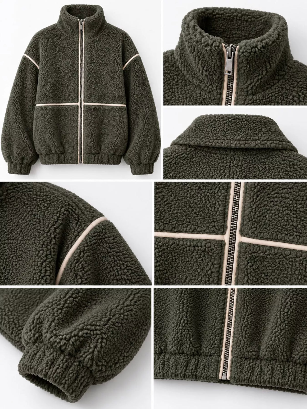 Stand Collar Cozy Sherpa Fleece Zip-Up Jacket