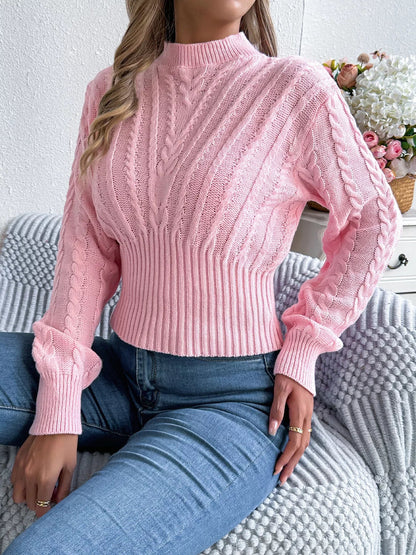 Cable Knit Mock Neck Sweater