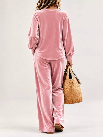 Decorative Button Top and Pants Set
