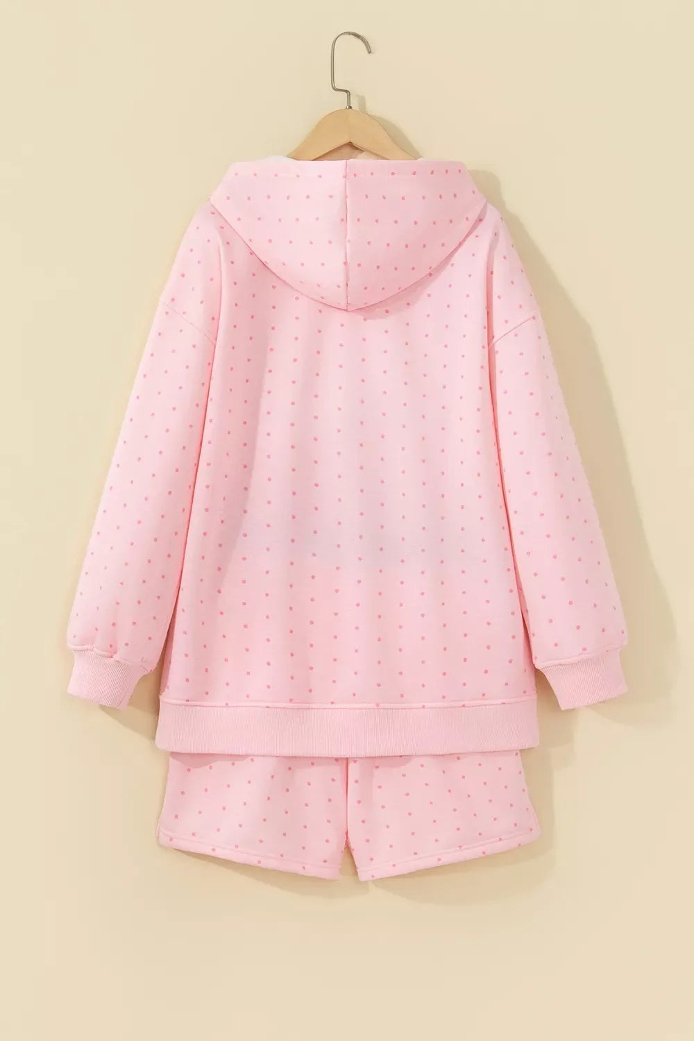 Polka Dot Printed Oversized Hoodie Casual Shorts 2pcs Set