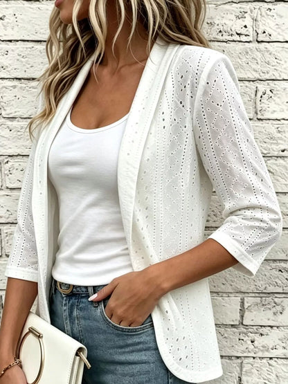 Eyelet Open-Front Cardigan