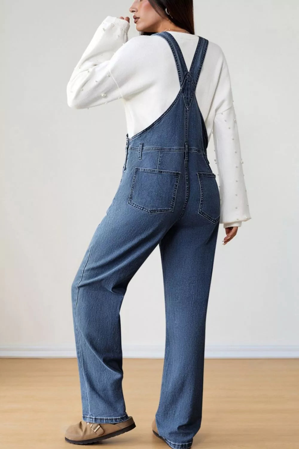 Retro Bib Pocket Buckle Straps Casual Denim Overalls