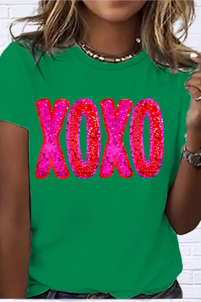 Sending Kisses Glitter Top Green XXL