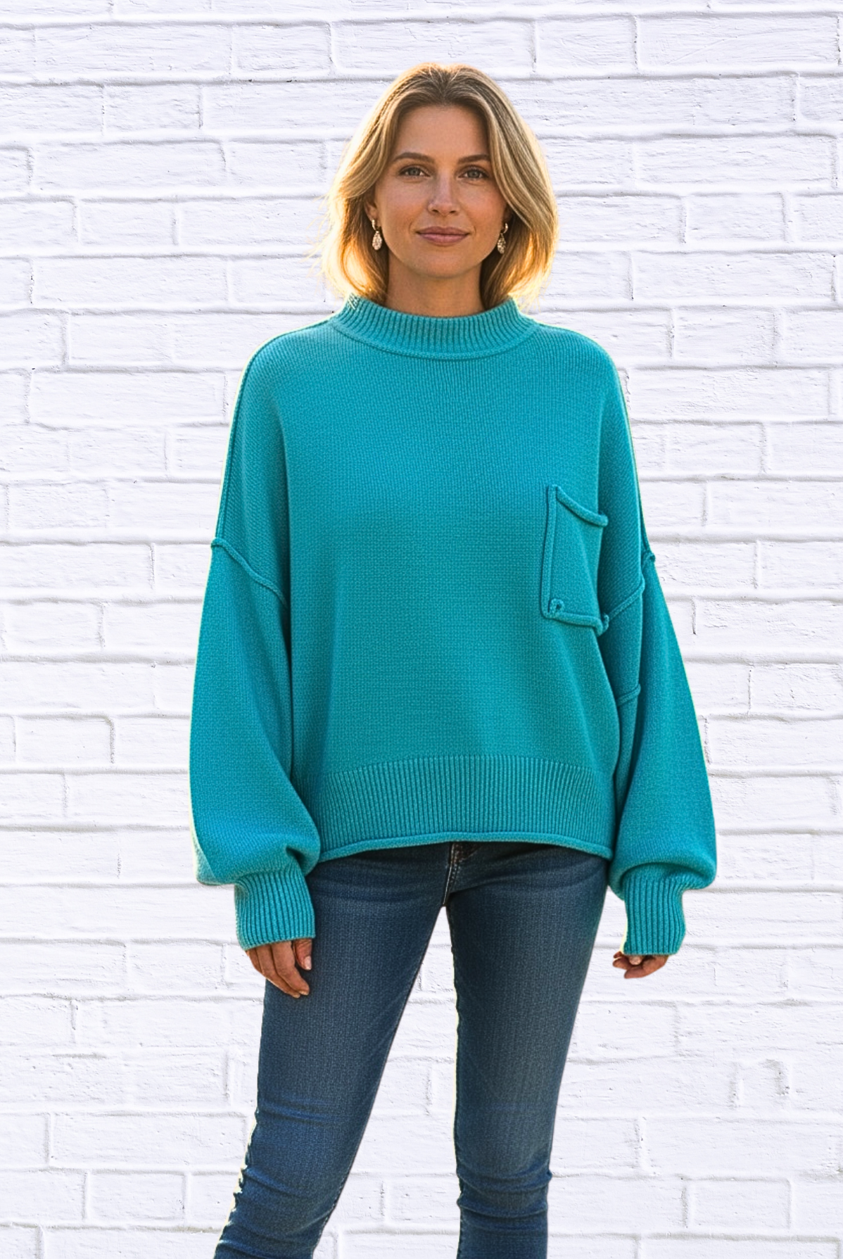 🩵 Changing Season Ribbed High-Neck Sweater