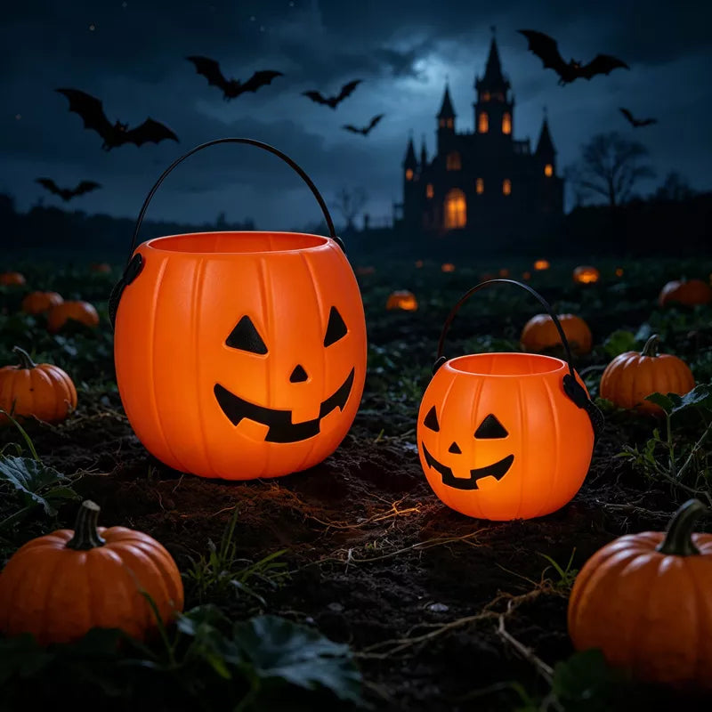 Halloween Decorative Pumpkin Bucket with Handle Set