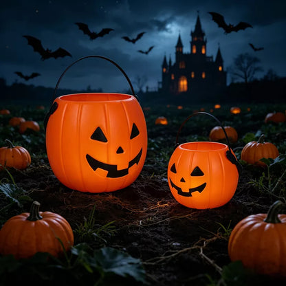 Halloween Decorative Pumpkin Bucket with Handle Set
