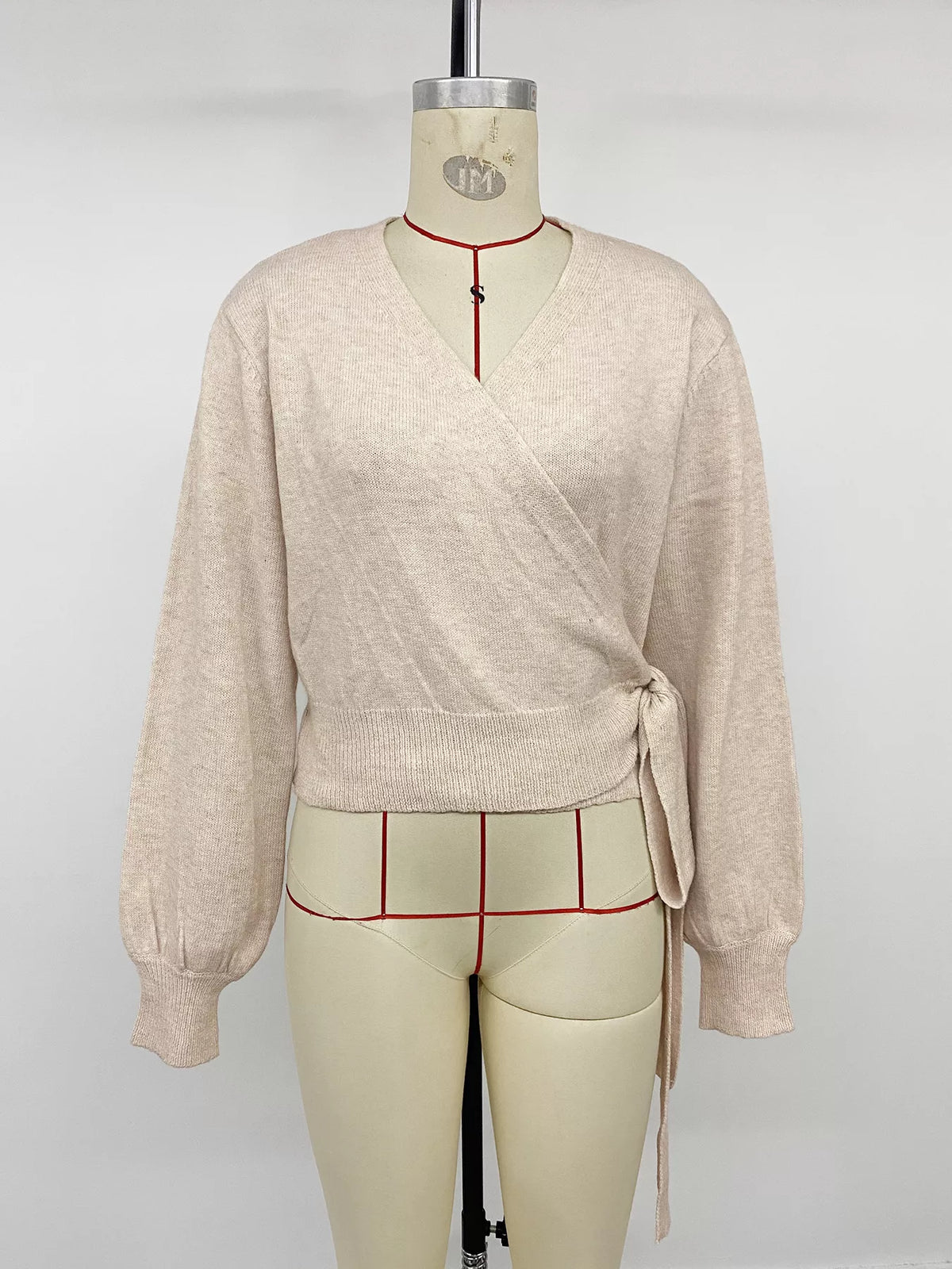 Tied Surplice Long Sleeve Sweater