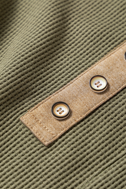 Button Front Contrast Trim Top