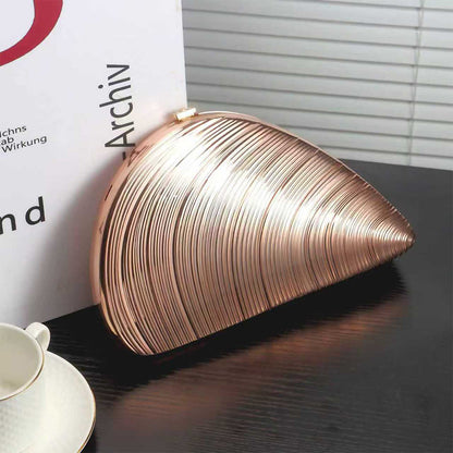 Trendy Chain Glitter Oyster Clutch Bag