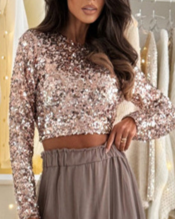 Clidress Sequin Top & Lace Skirt Set