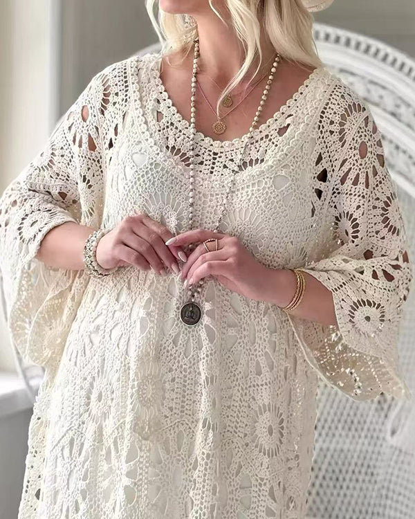 Clidress Boho Cover Up Crochet Dress