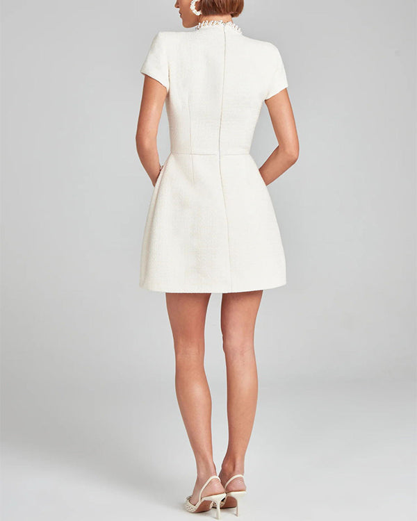 Clidress Chic High Neck  Chanel Style Mini Dress