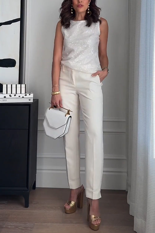Crewneck Sleeveless Glam Sequin Top