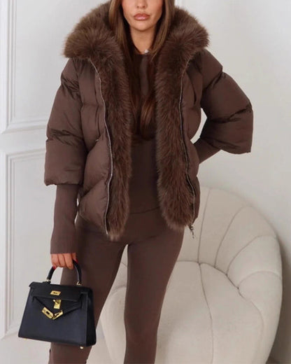 Clidress Large Fur Hooded  Down Jacket